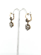Load image into Gallery viewer, Mine Cut Diamond Flower Earrings1.25 ct, w 14k white &amp; yellow gold