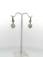 Load image into Gallery viewer, Mine Cut Diamond Flower Earrings1.25 ct, w 14k white &amp; yellow gold