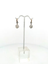 Load image into Gallery viewer, Mine Cut Diamond Flower Earrings1.25 ct, w 14k white &amp; yellow gold